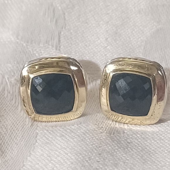 * Host Pick!* David Yurman Albion Onyx Earrings, SS & 18k, Omega Back - Picture 9 of 11